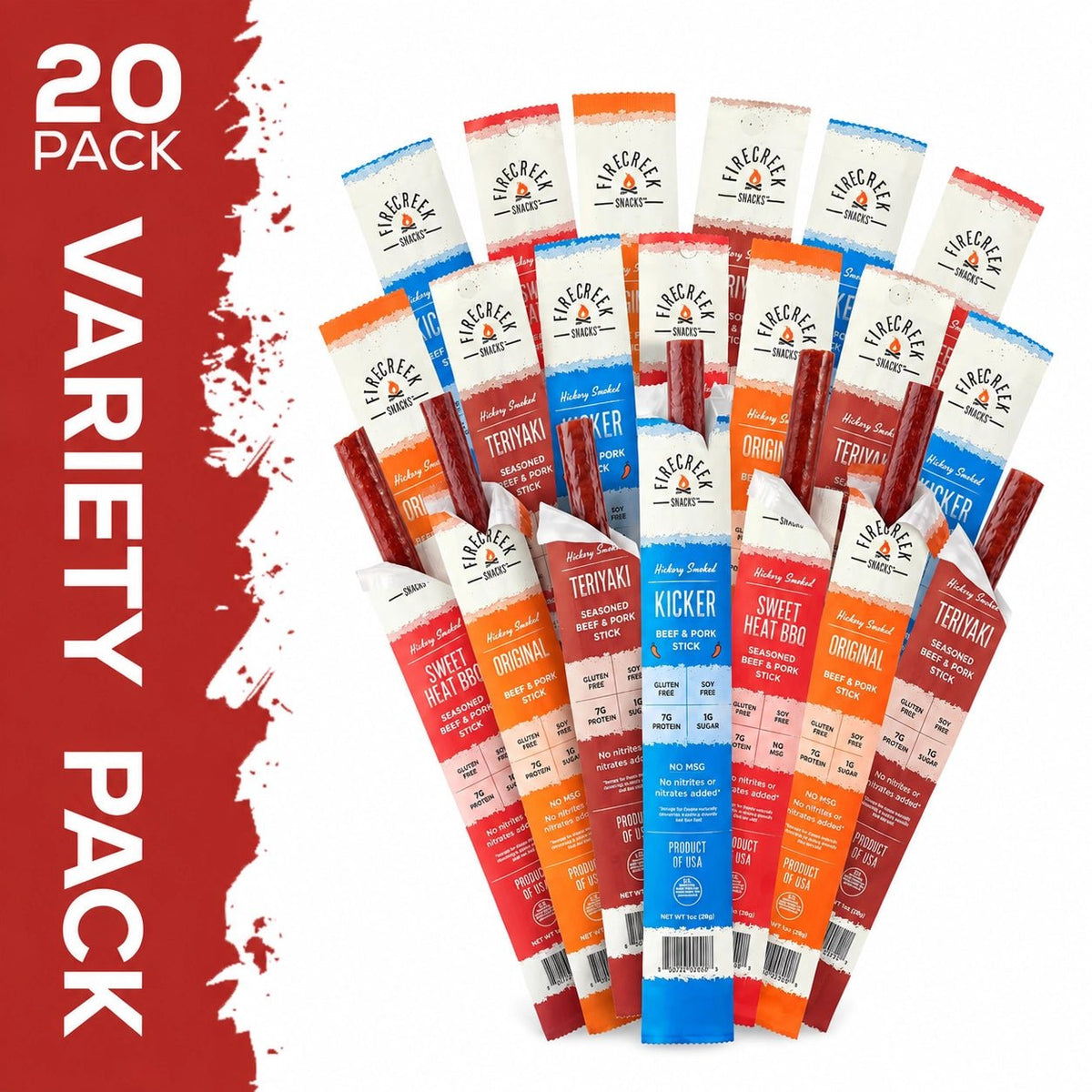 20-Piece Meat Stick Variety Pack - FireCreek Snacks